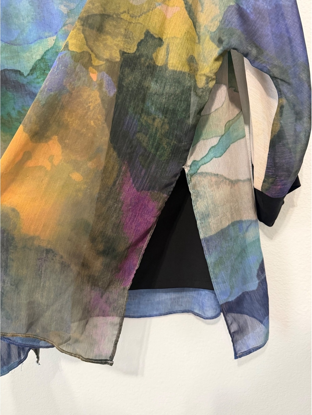 Soft Surroundings Cold Shoulder Round Neck Semi-Sheer Tunic Blouse Size L - Picture 6 of 9